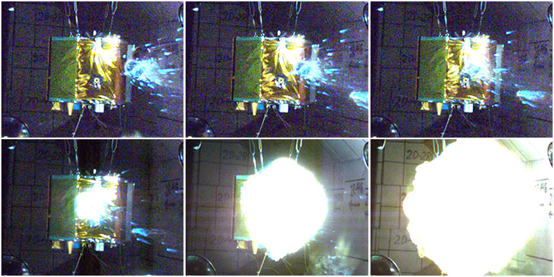 Impact sequences of DebrisSat. Credit: Arnold Engineering Development Complex/Air Force.