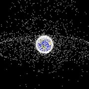 The GEO images are images generated from a distant oblique vantage point to provide 
									a good view of the object population in the geosynchronous region (~35,785 km altitude). 
									Credit: NASA ODPO.