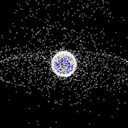 The GEO images are images generated from a distant oblique vantage point to provide 
									a good view of the object population in the geosynchronous region (~35,785 km altitude). 
									Credit: NASA ODPO.