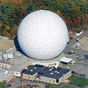 Haystack and HAX radars located in Tyngsboro, MA. These radars collect 600 hrs of 
									orbital debris data each per year. They are NASA's primary source of data on centimeter sized 
									orbital debris. Reprinted with permission courtesy of MIT Lincoln Laboratory, Lexington, MA.